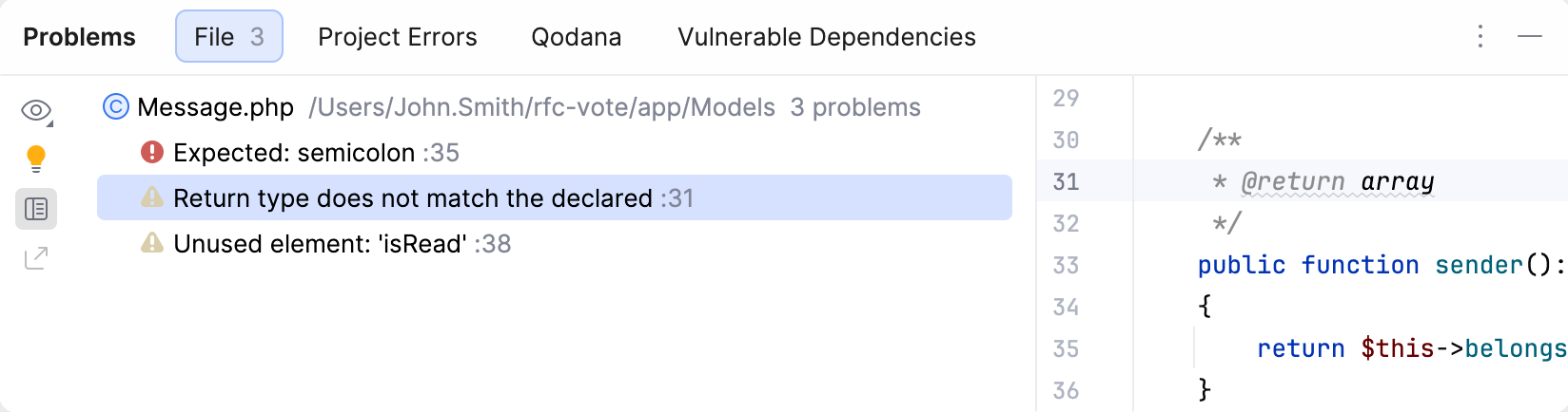 Problems tool window Problems tool window