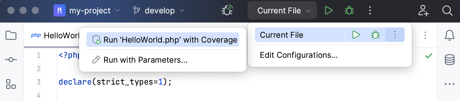 More options for running current file More options for running current file