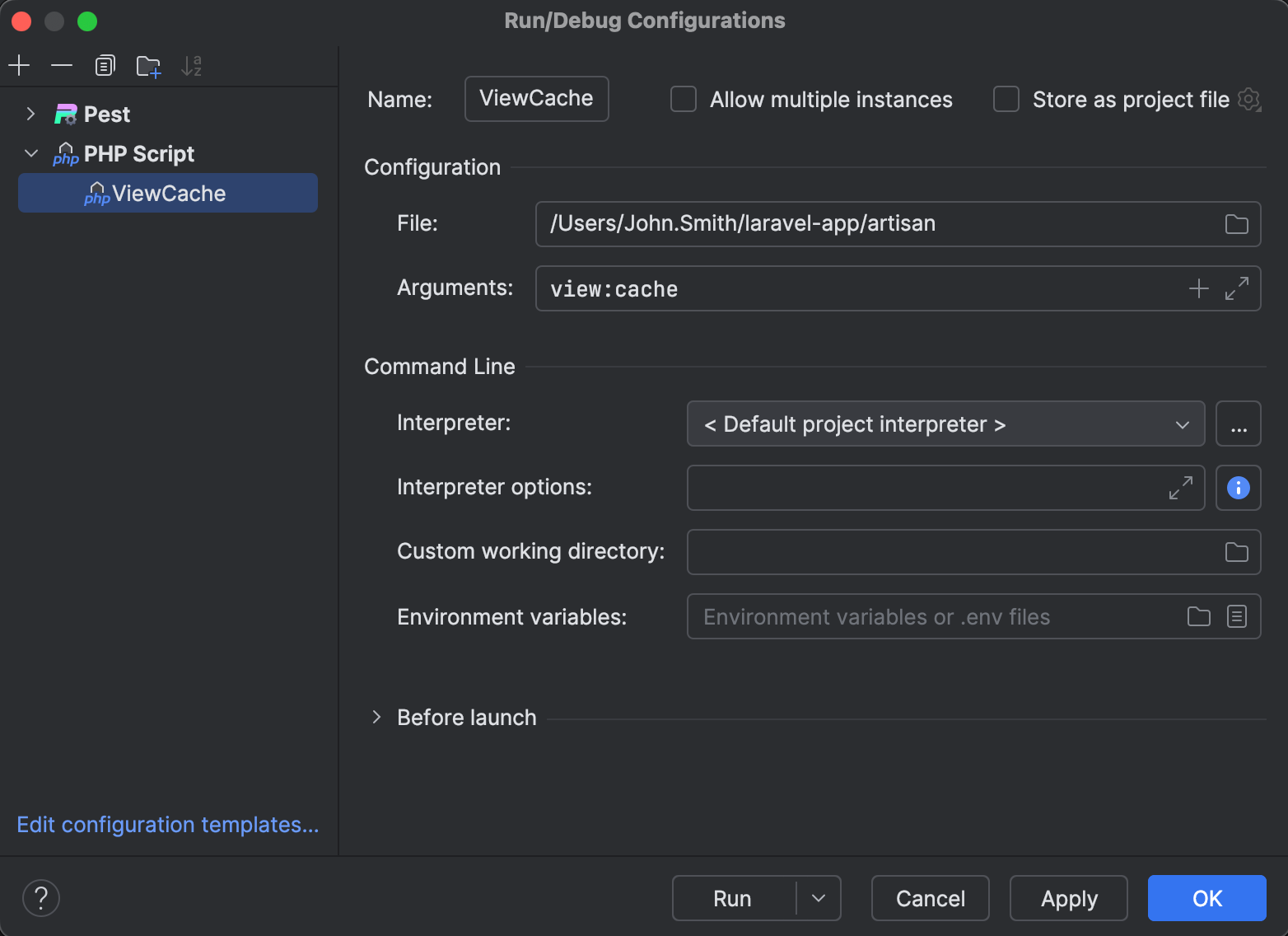 Use the Artisan command line tool from PhpStorm | PhpStorm Documentation