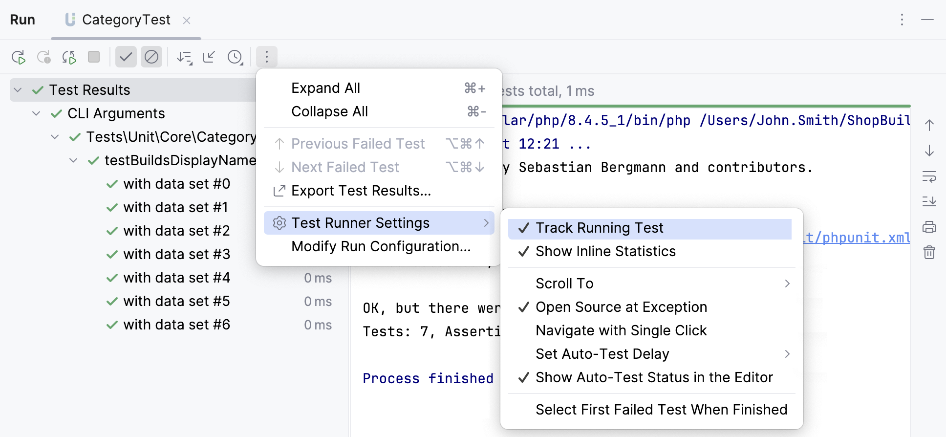 Track test execution