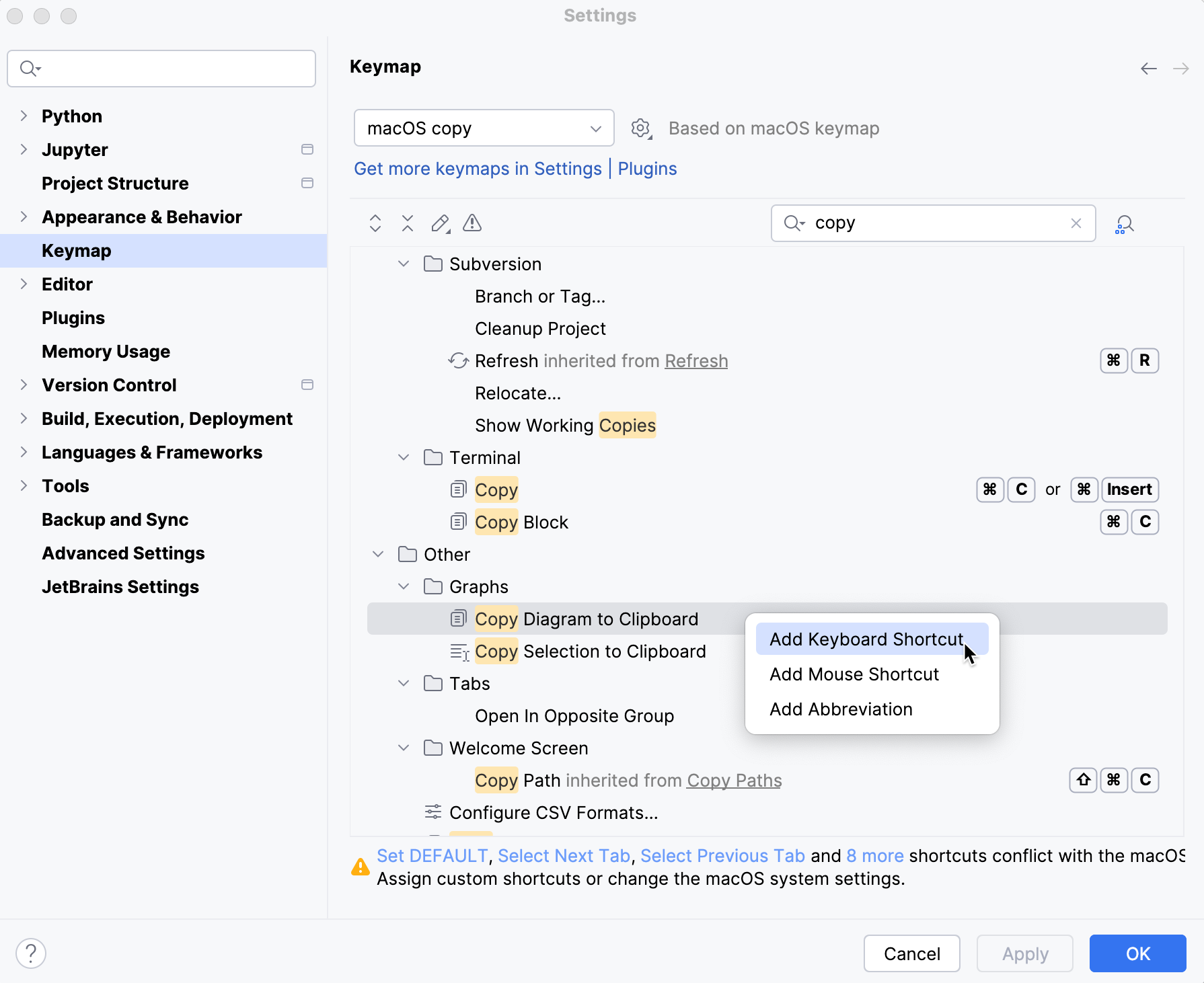 Adding a keyboard shortcut
