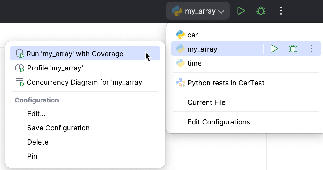 带覆盖率运行 带覆盖率运行