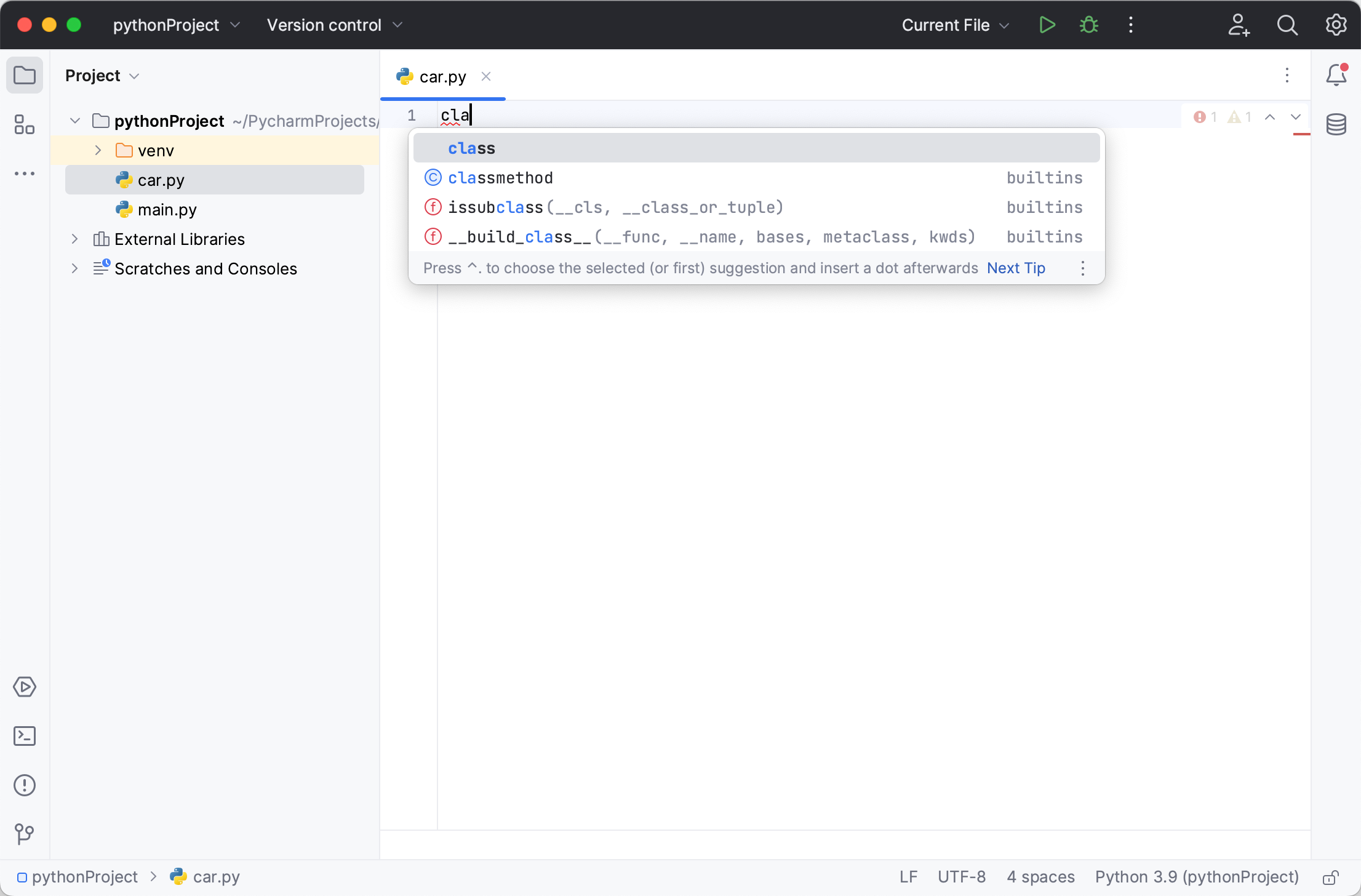 Create class completion Create class completion