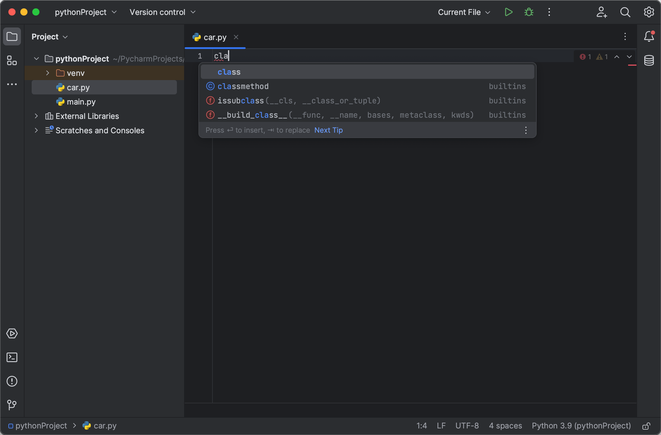 Create and run your first project | PyCharm Documentation