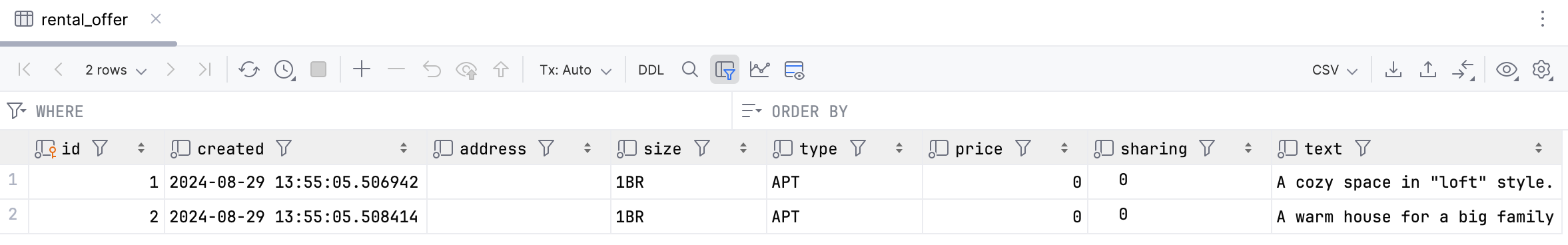 Rental_offer 数据库内容