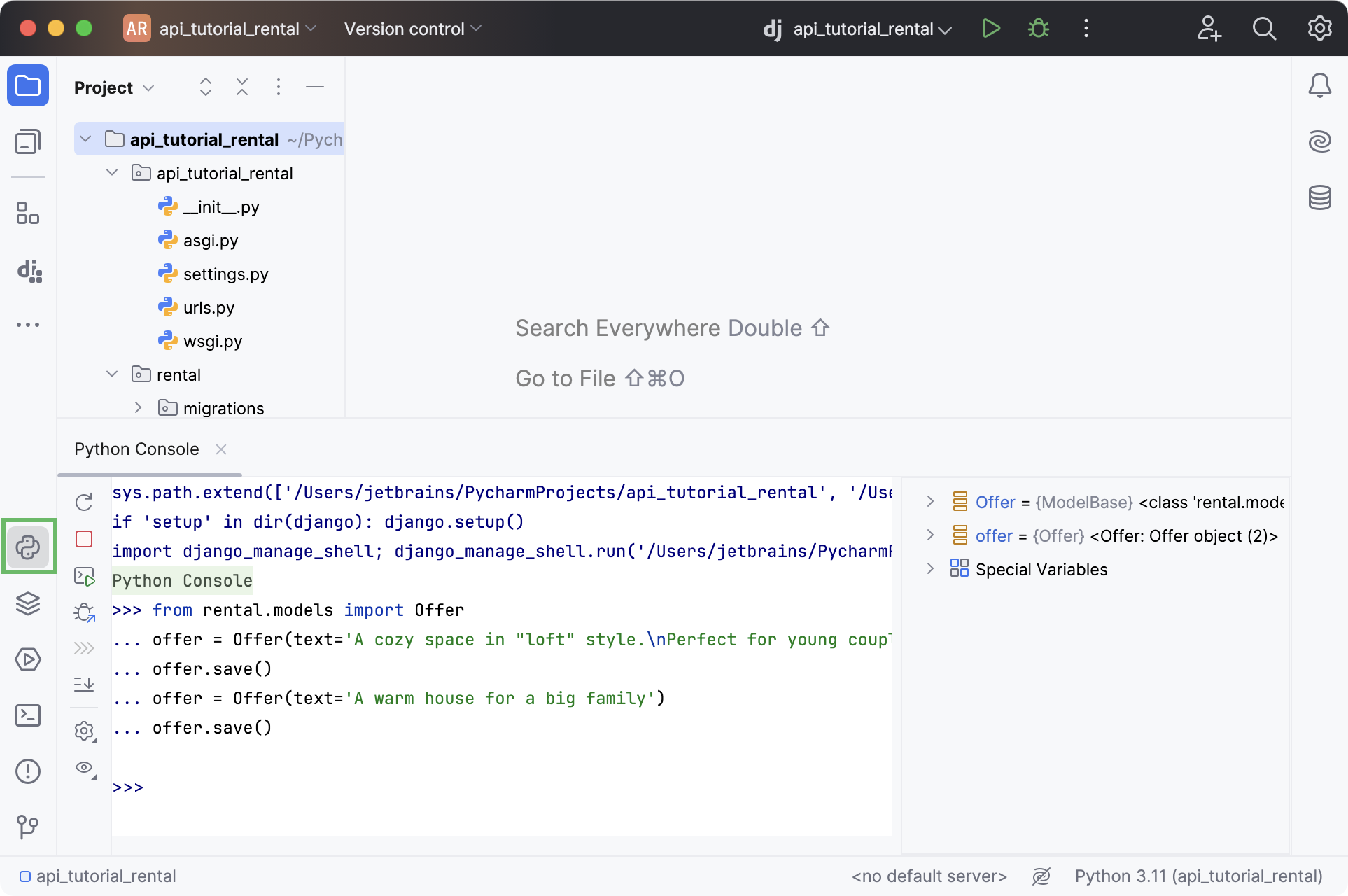 在 Python 控制台中使用序列化器