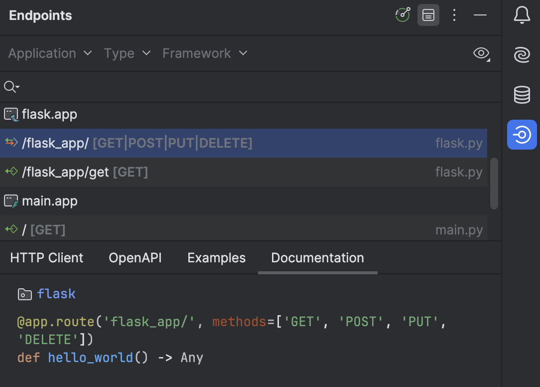 Endpoints 工具窗口 | PyCharm 文档