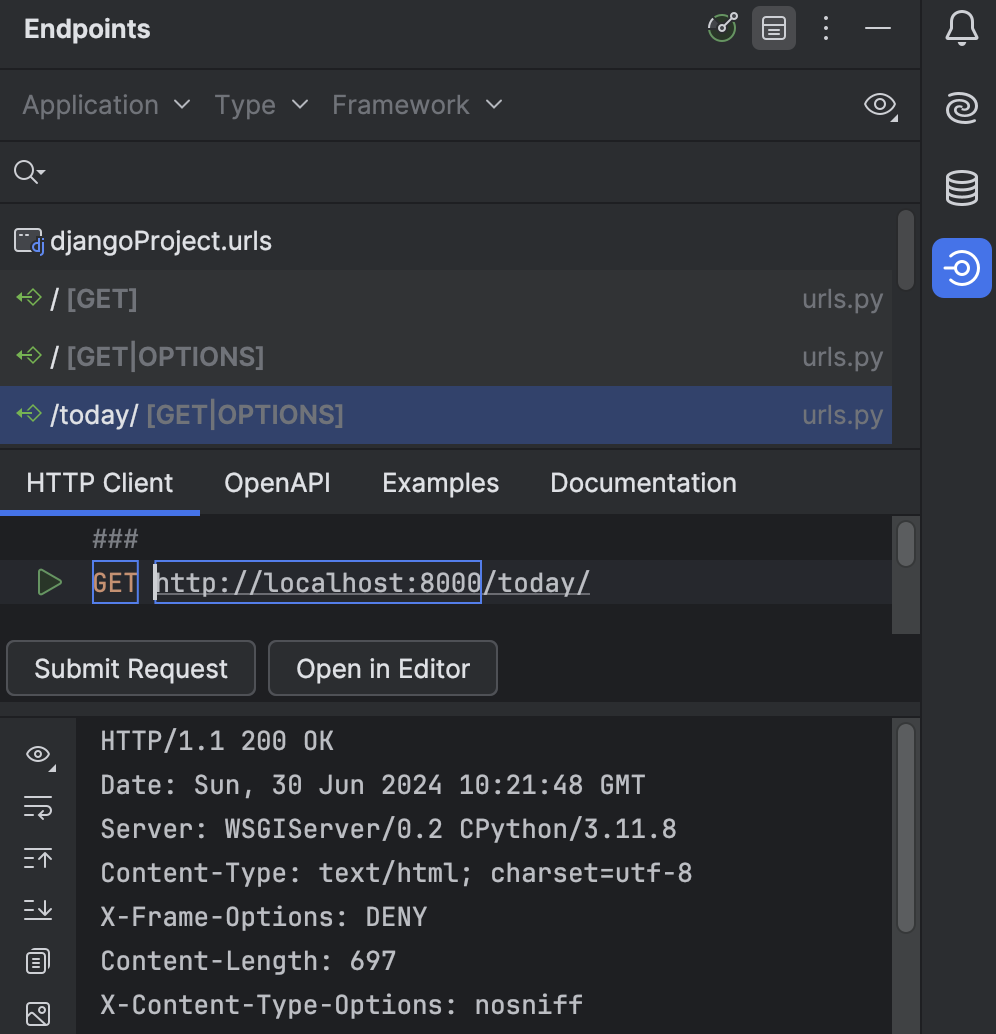 Endpoints 工具窗口 | PyCharm 文档