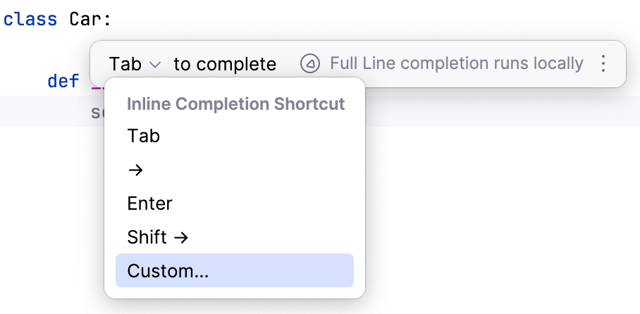 Full line code completion popup Full line code completion popup