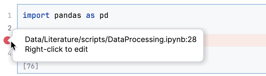 Different types of breakpoints in the editor Different types of breakpoints in the editor