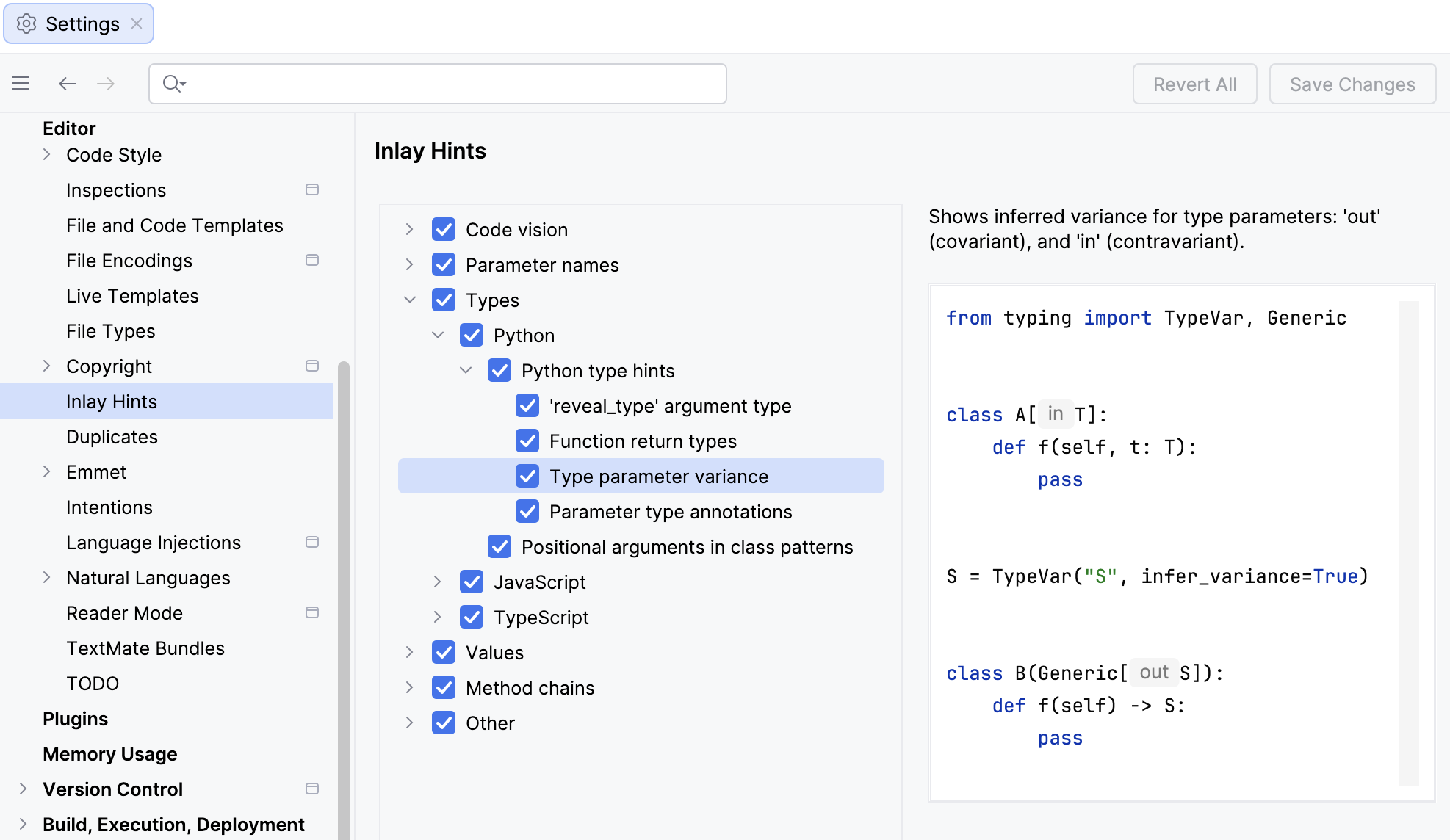 设置 | 内联提示