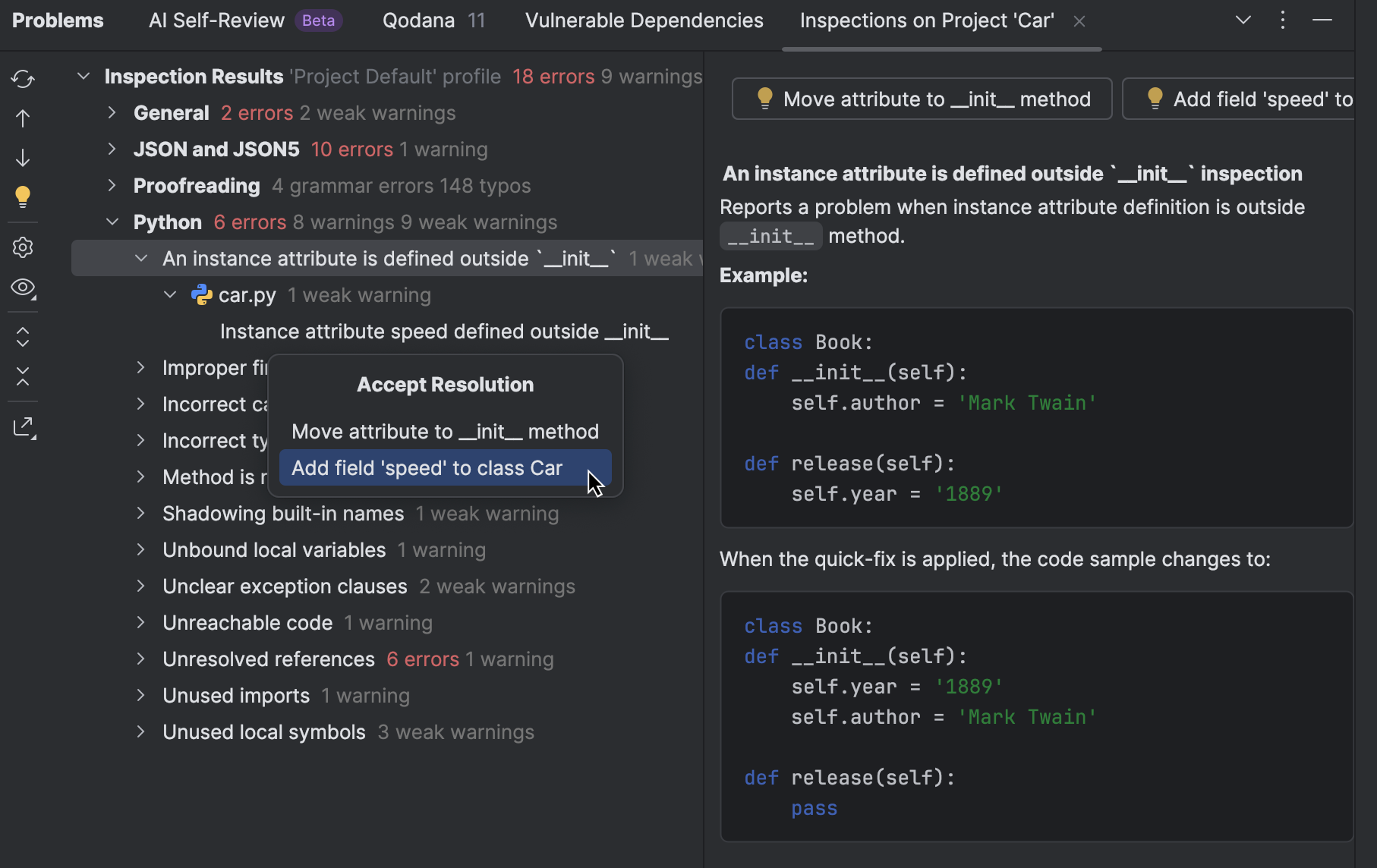 Get results and fix problems | PyCharm Documentation