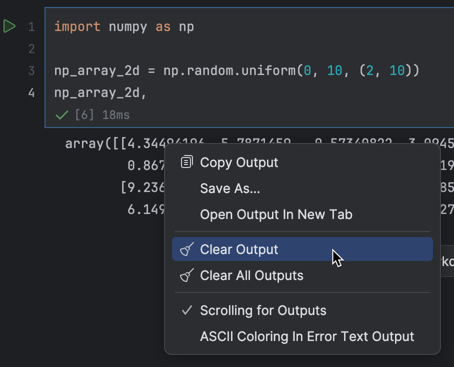 Work with outputs | PyCharm Documentation