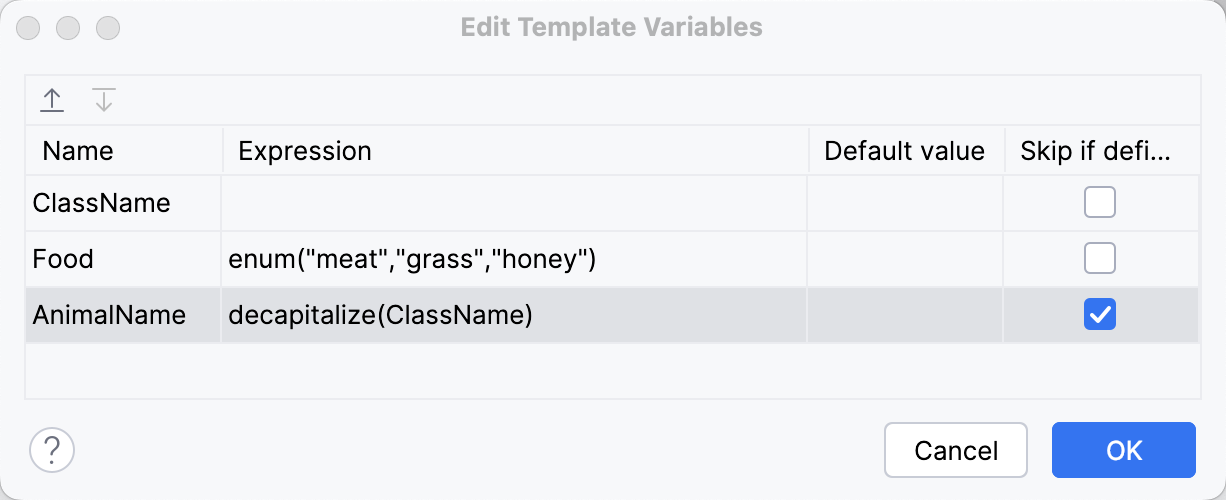 Live template context