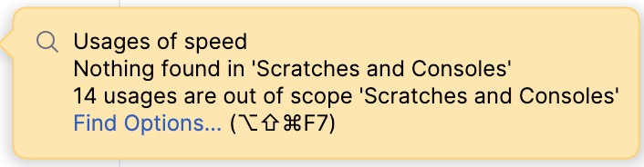 No usages found popup No usages found popup