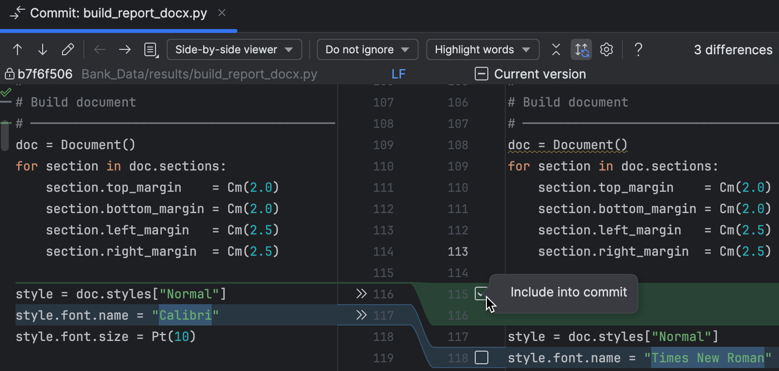 Commit and push changes to Git repository | PyCharm Documentation