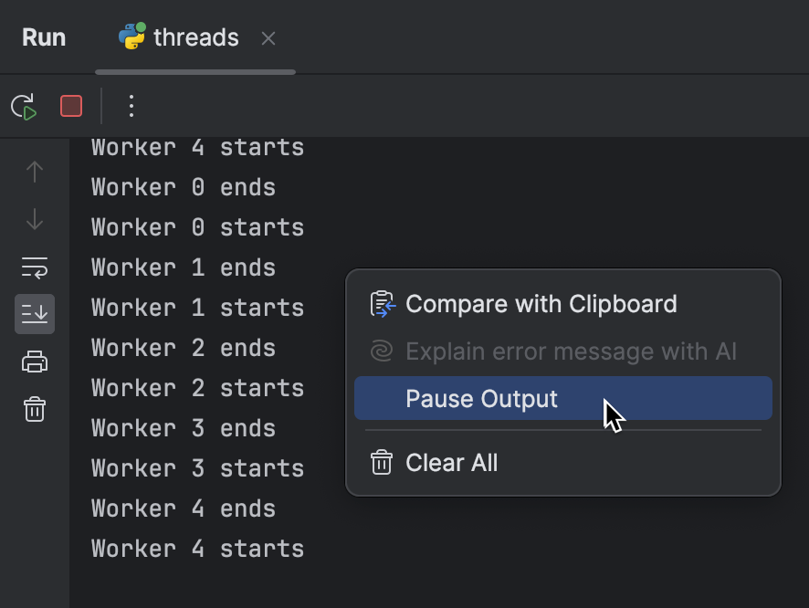 Stop and pause applications | PyCharm Documentation