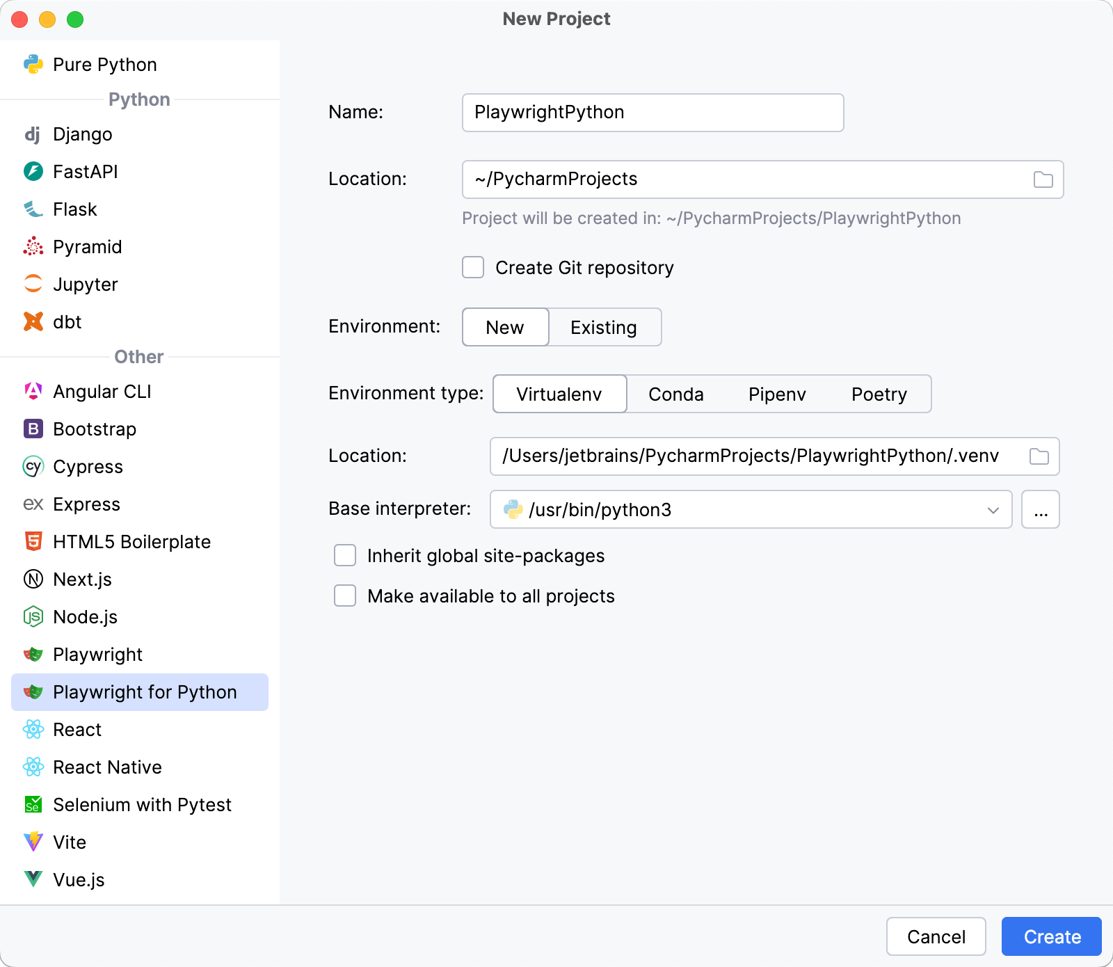 Creating a new Playwright for Python project Creating a new Playwright for Python project
