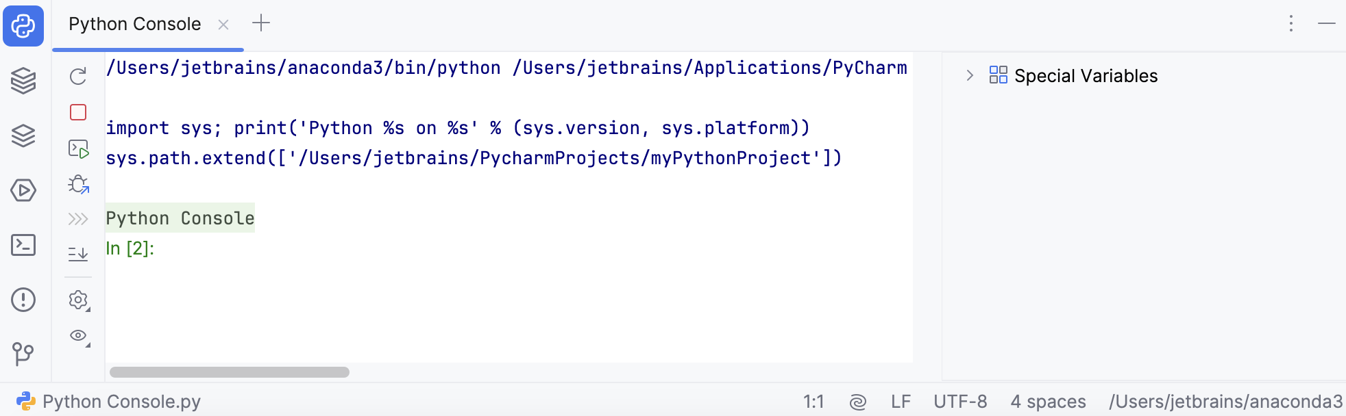 IPython version is shown in the Python console IPython version is shown in the Python console