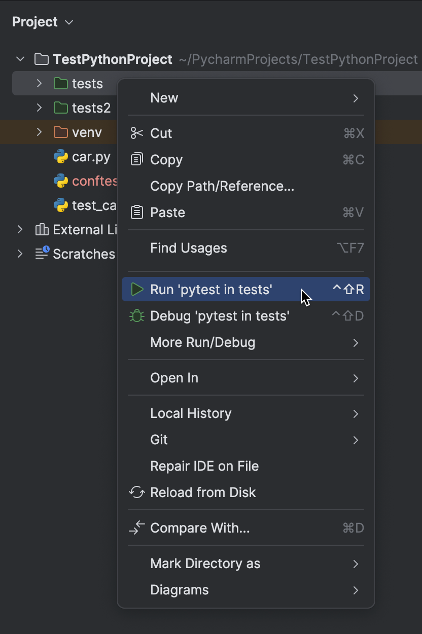 运行测试 | PyCharm 文档