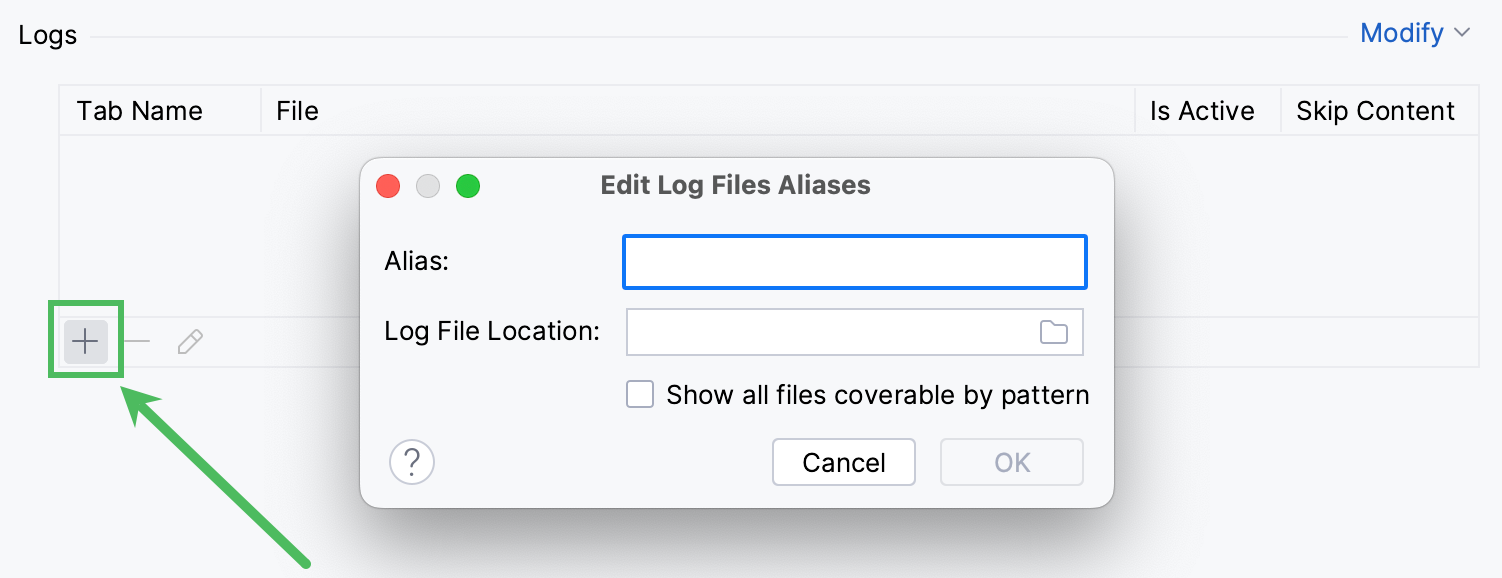 打开编辑日志文件对话框 打开编辑日志文件对话框