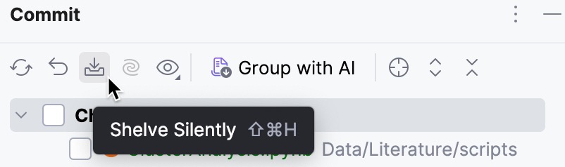 Icons in the Commit tool window toolbar Icons in the Commit tool window toolbar