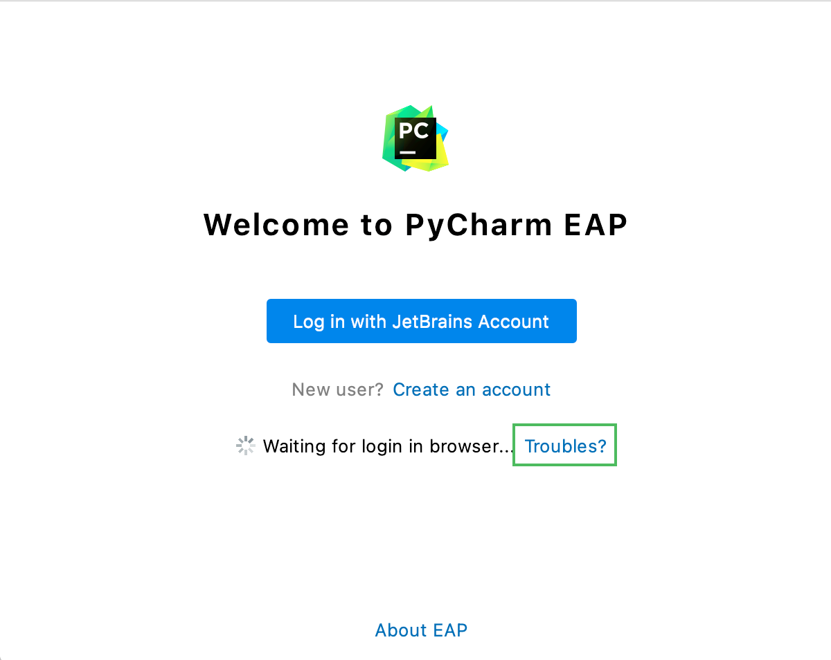 登录对话框中的“Troubles”按钮