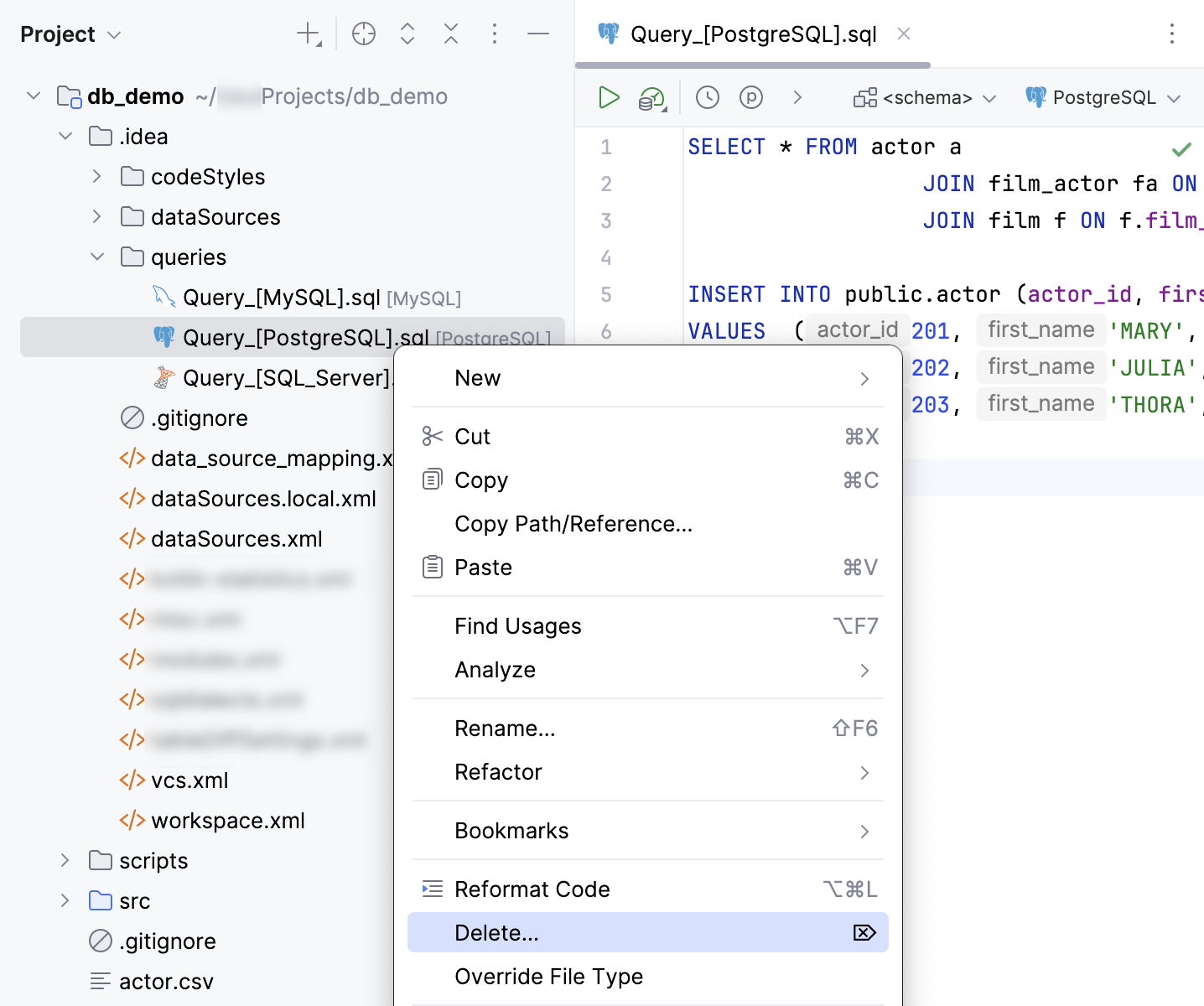 Rename a query console