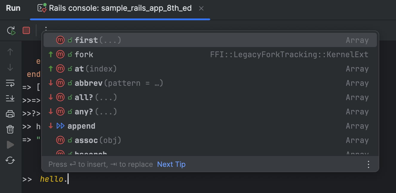 Rails console | RubyMine Documentation