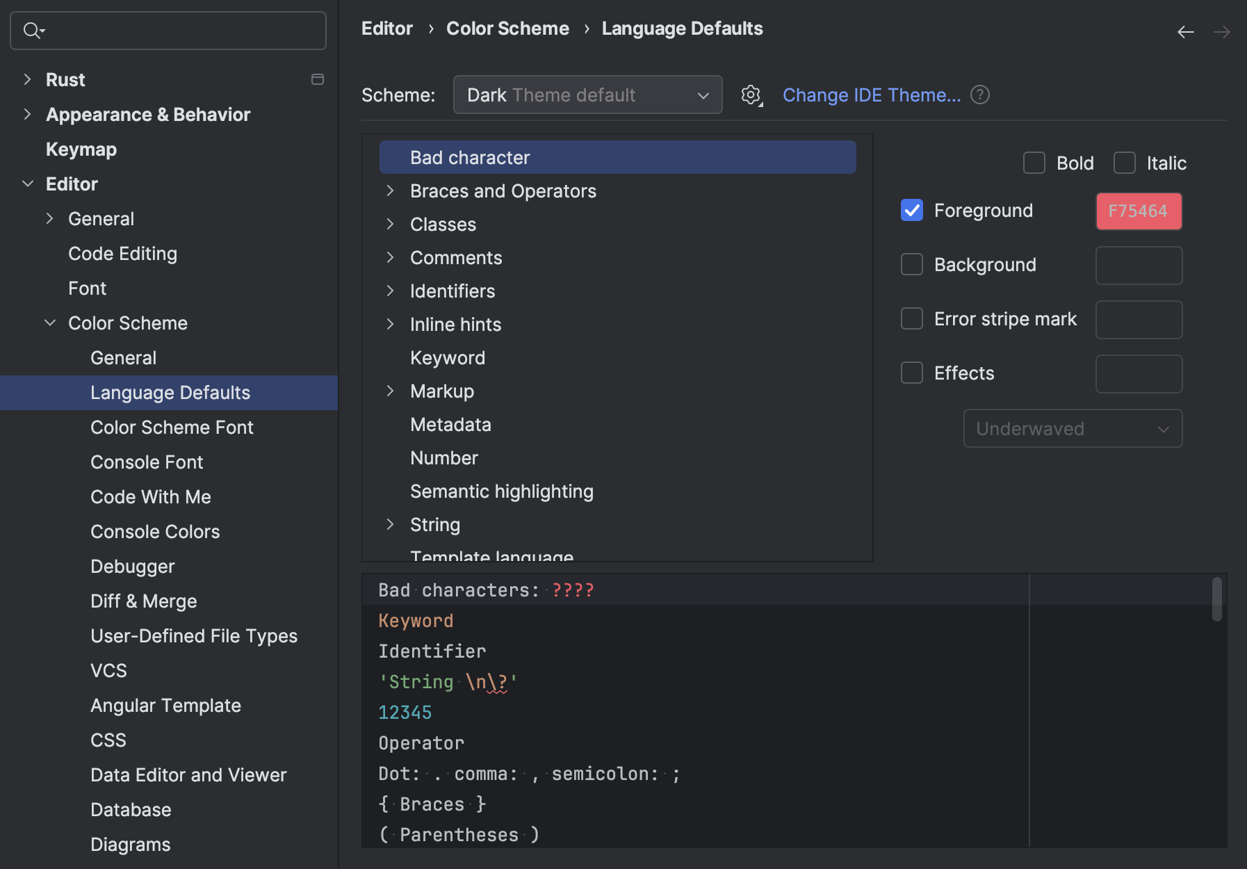 Colors and fonts | RustRover Documentation