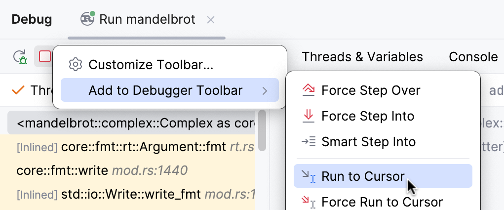 Customize Debugger Toolbar - add actions