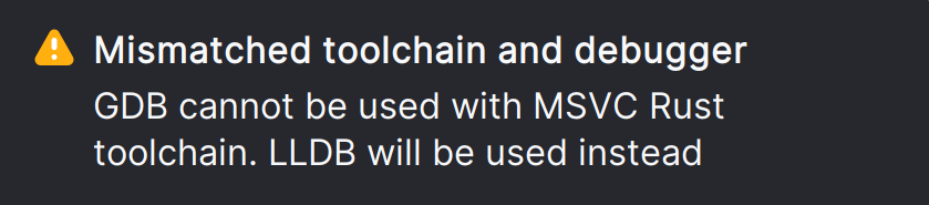 Notification about a debugger-toolchain mismatch Notification about a debugger-toolchain mismatch
