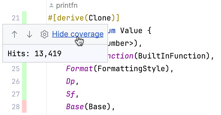 隐藏编辑器边栏中的覆盖率结果