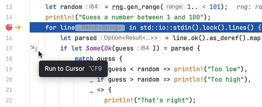 单击即可运行到光标处