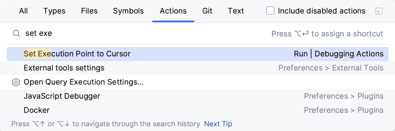 在“随处搜索”对话框中设置执行点