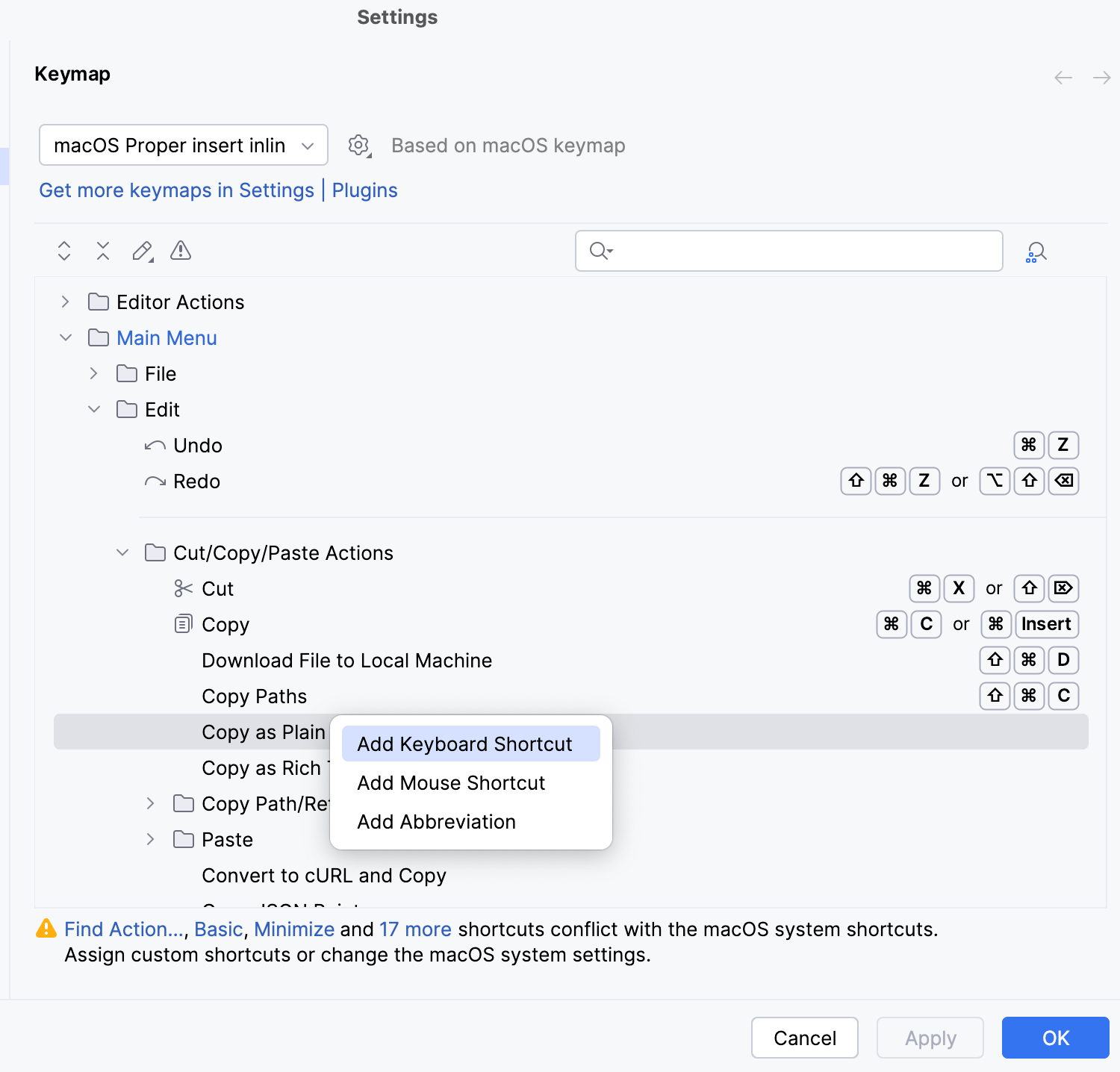 Adding a keyboard shortcut