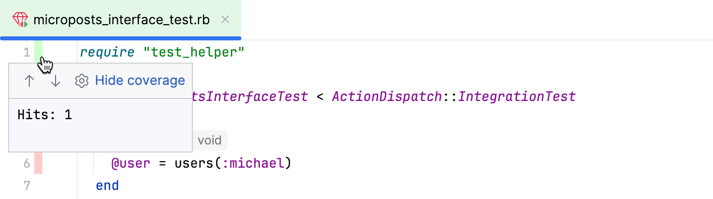 Coverage settings in the editor Coverage settings in the editor