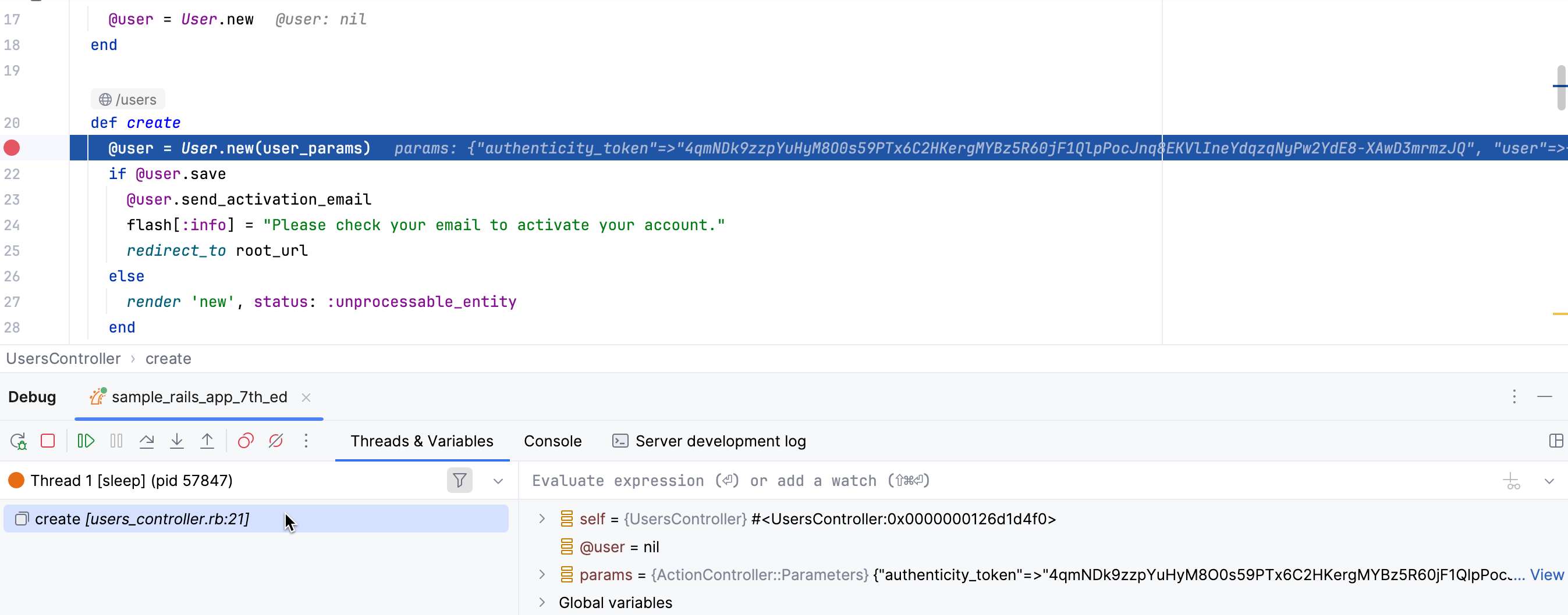 Stop on a breakpoint Stop on a breakpoint