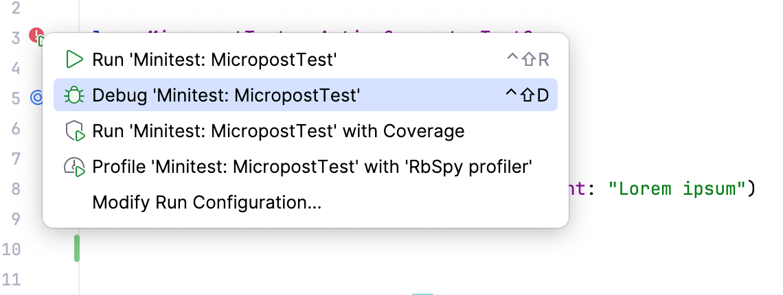 Debugging a failed test Debugging a failed test