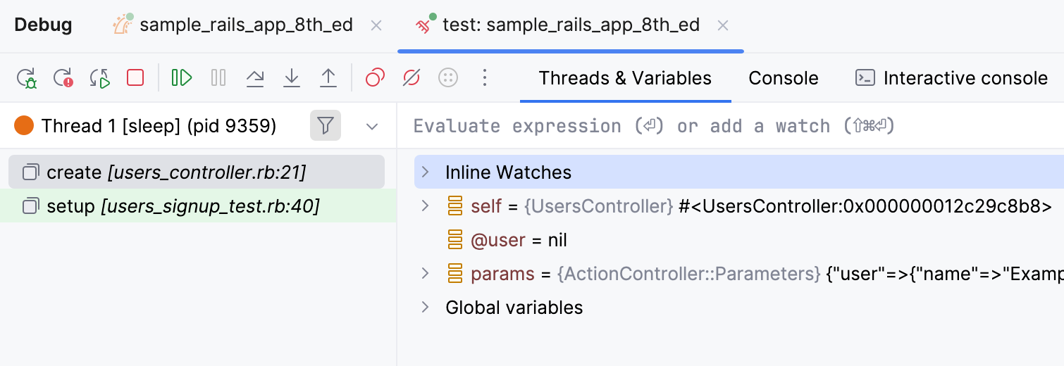 Debug tool window overview