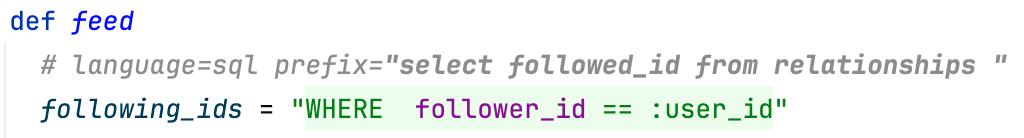Language injection with a comment containing a prefix