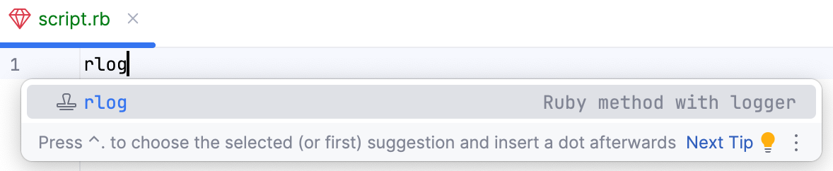 Selecting a live template