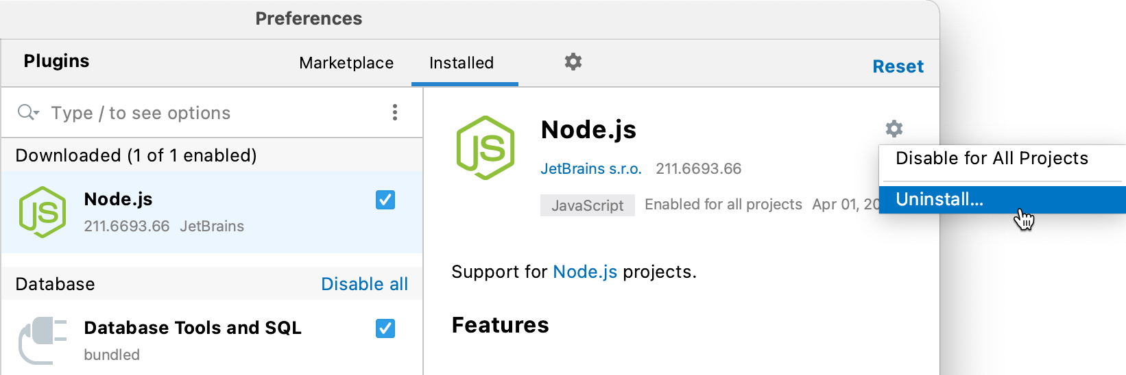 Uninstalling a plugin Uninstalling a plugin