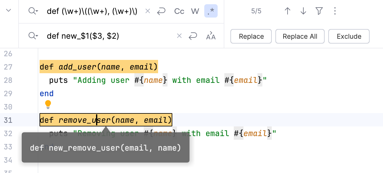 Replace with regex result