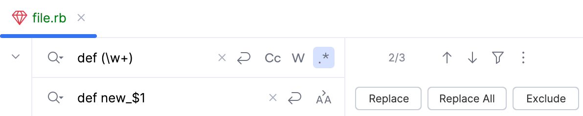 Regex search and replace fields