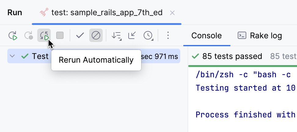 The Rerun Automatically option The Rerun Automatically option