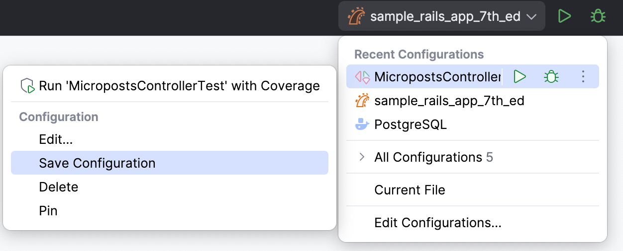 Edit run configurations