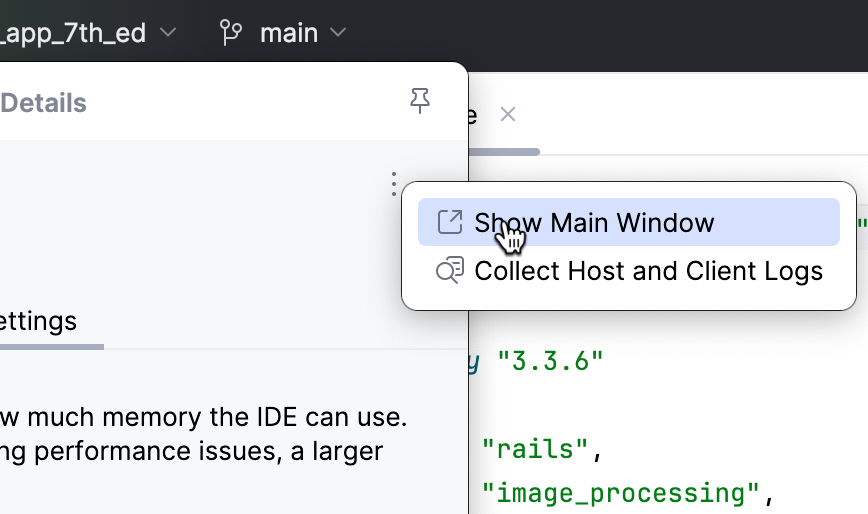 Show main tool window Show main tool window