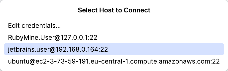 Select Host to Connect Select Host to Connect