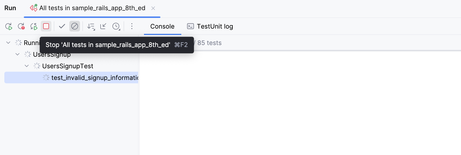 Stop running tests Stop running tests